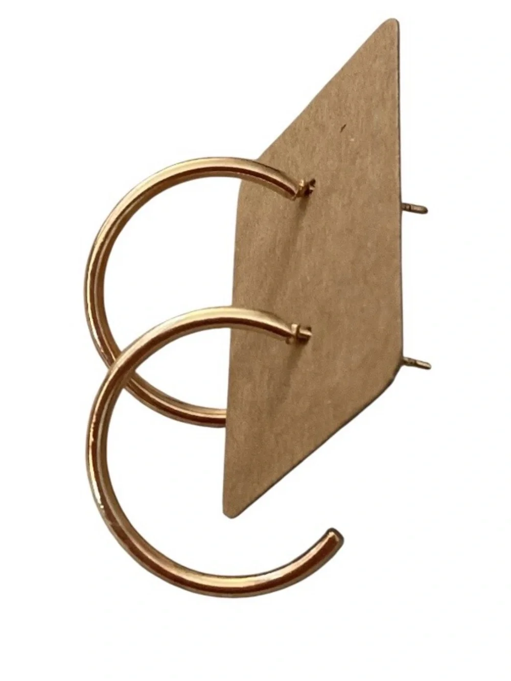 Solid Gold Tone Open Hoop Stud Earrings (NWT)